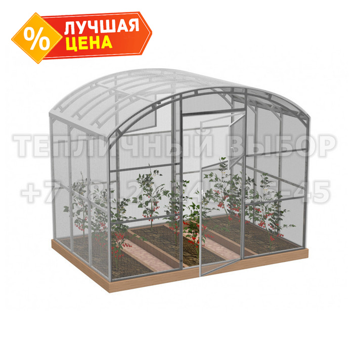 Теплица из поликарбоната Усиленная Прямостенная 2,5х2 h=2.1 м профиль 20х40 мм
