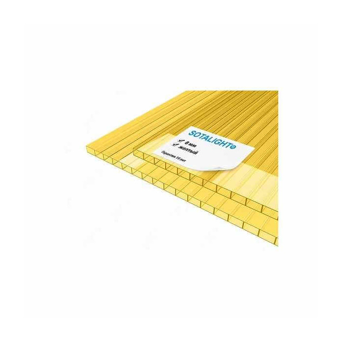 Сотовый поликарбонат 8 мм SOTALIGHT желтый 2100х6000 мм